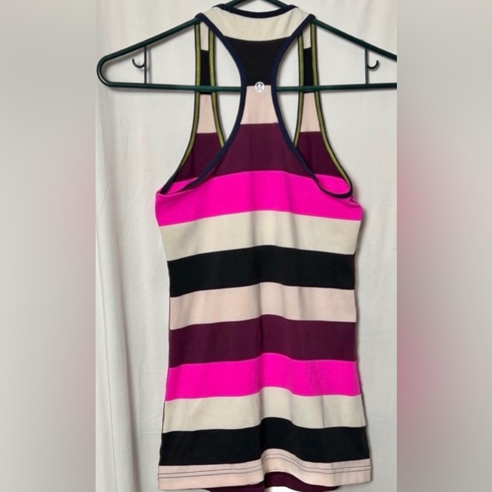 Lululemon Cool Racerback Pow Stripe Raspberry Glo Light / Inkwell Size XS - Picture 6 of 7